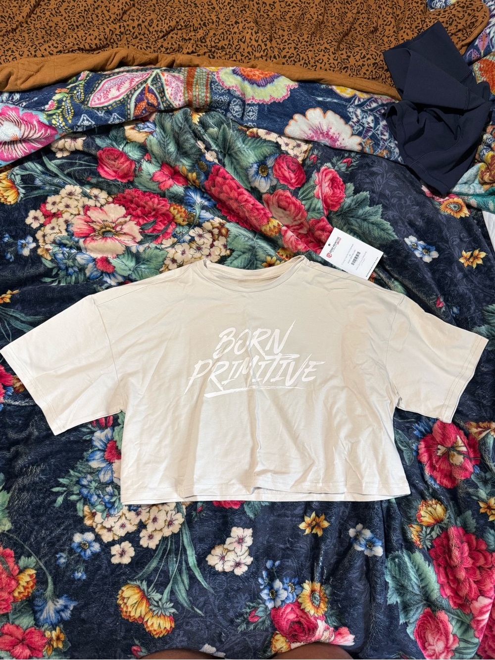 Born Primitive Oatmeal Training Crop Tee - Cream